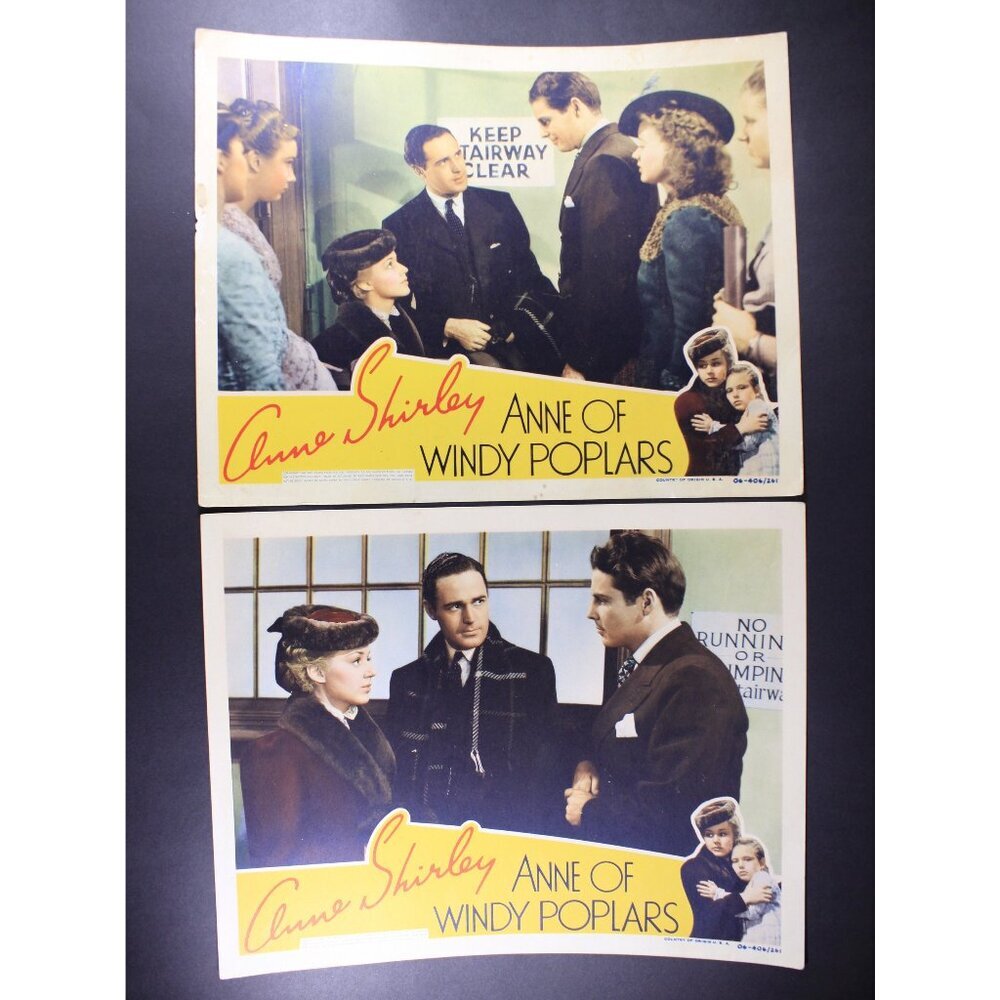 1940 SET of 2 Anne Shirley in Anne of Windy Poplars Lobby cards 11x14"